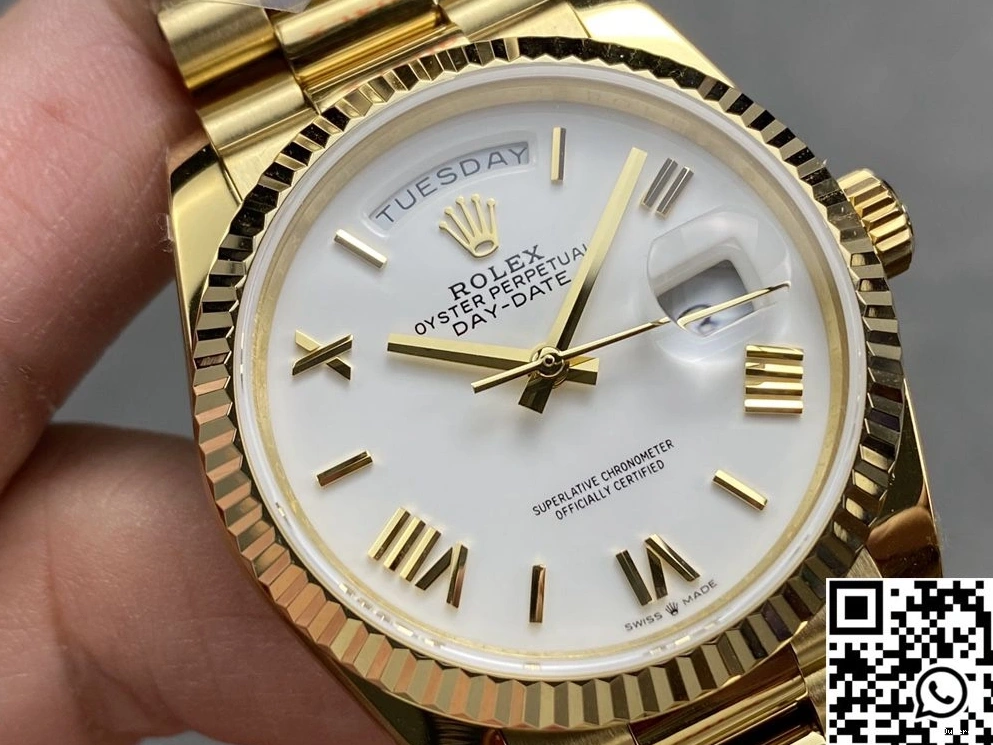 Steel v5 36mm Tungsten Day M128238-0113 White Yellow Dial Date QF 987 Resilient Rolex Gold Factory 0819